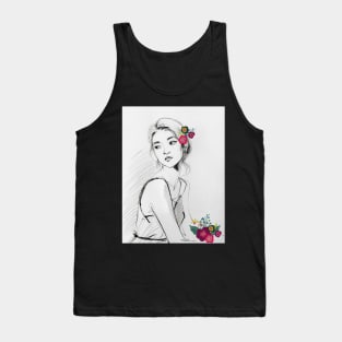 Looking back with flowers Tank Top